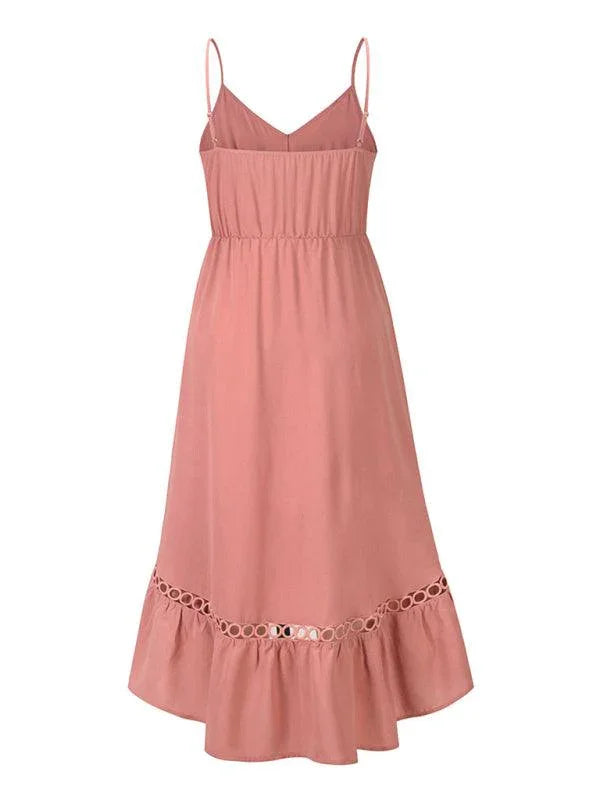 Briannte Woven Sexy Irregular Mid Length Sling Dress - Vestir en Moda