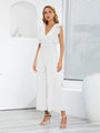 Victalie Ruffled Surplice Cap Sleeve Jumpsuits