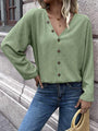 Esther Button Up V-Neck Long Sleeve Shirt
