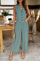 Margarita Pocketed Half Button Sleeveless Jumpsuits