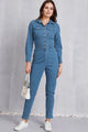 Isabel Snap Down Denim Jumpsuits with Pockets