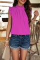 Rosa Frill Ruched Mock Neck Sleeveless Blouse