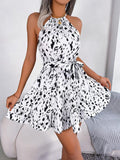 Candida Woven Casual Fashion Halter Neck Leopard Print Dress - Vestir en Moda