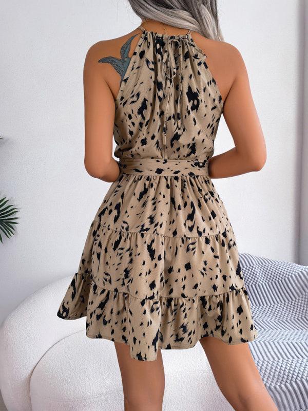 Candida Woven Casual Fashion Halter Neck Leopard Print Dress - Vestir en Moda