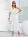 Victalie Ruffled Surplice Cap Sleeve Jumpsuits
