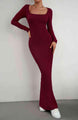 Taytum Long Sleeve Square Neck Maxi Bodycon Dress - Vestir en Moda
