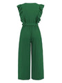Victalie Ruffled Surplice Cap Sleeve Jumpsuits