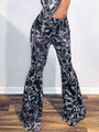 Cecilia Fashion Basic Style Printed Long Flare Pants - Vestir en Moda