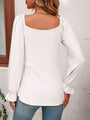Hinata Tie Front V-Neck Puff Sleeve Blouse