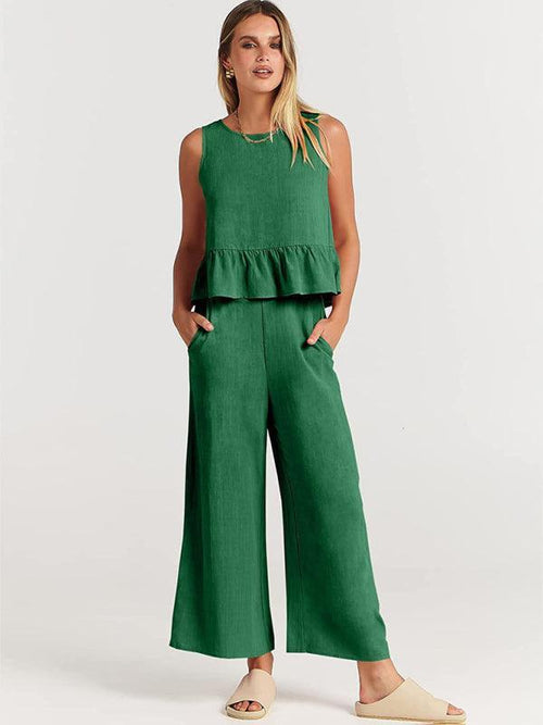 Chloe Sleeveless pleated casual Two pieces sets - Vestir en Moda