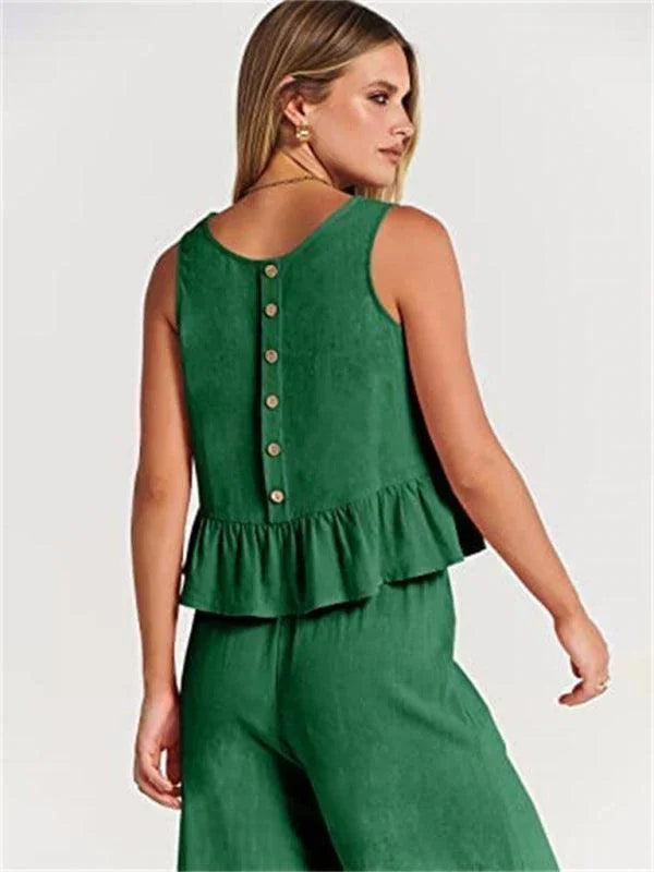 Chloe Sleeveless pleated casual Two pieces sets - Vestir en Moda