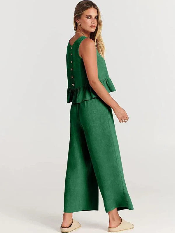 Chloe Sleeveless pleated casual Two pieces sets - Vestir en Moda