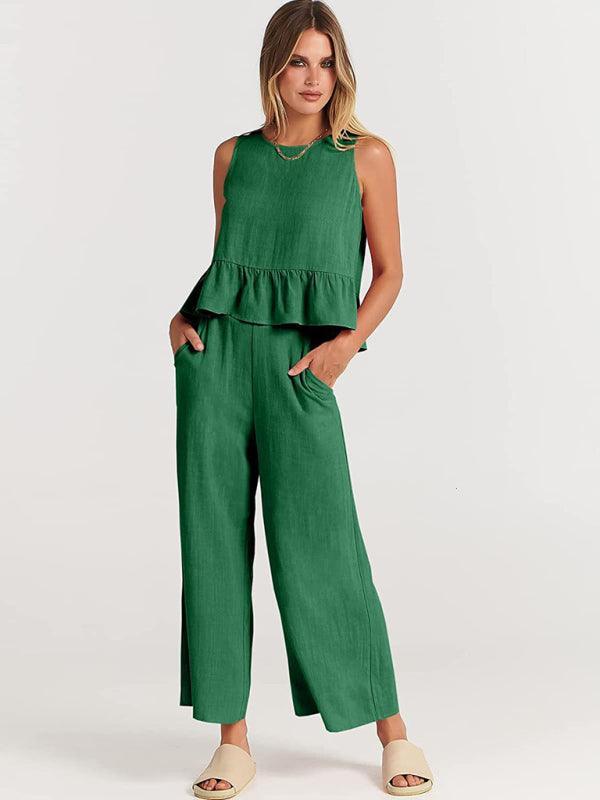 Chloe Sleeveless pleated casual Two pieces sets - Vestir en Moda