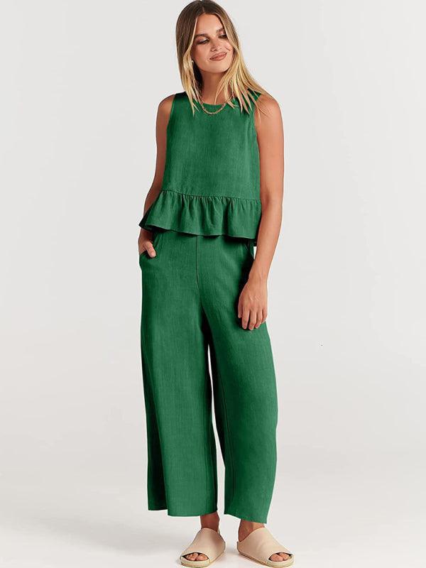 Chloe Sleeveless pleated casual Two pieces sets - Vestir en Moda