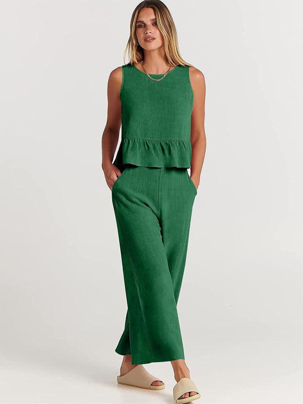 Chloe Sleeveless pleated casual Two pieces sets - Vestir en Moda