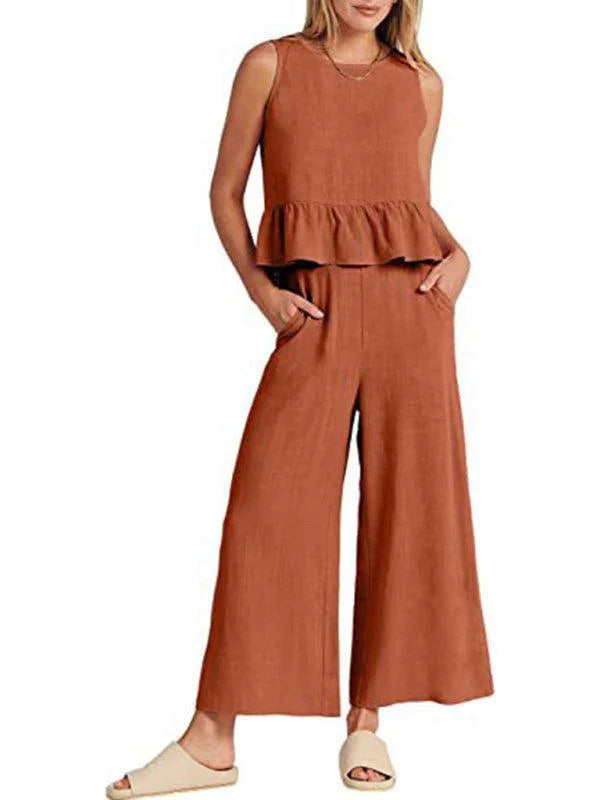 Chloe Sleeveless pleated casual Two pieces sets - Vestir en Moda