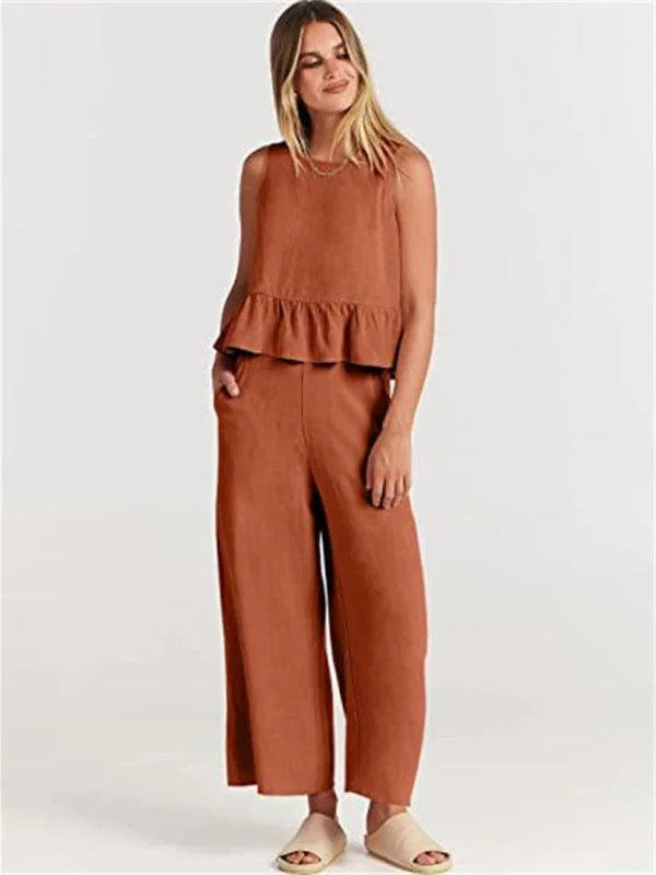 Chloe Sleeveless pleated casual Two pieces sets - Vestir en Moda