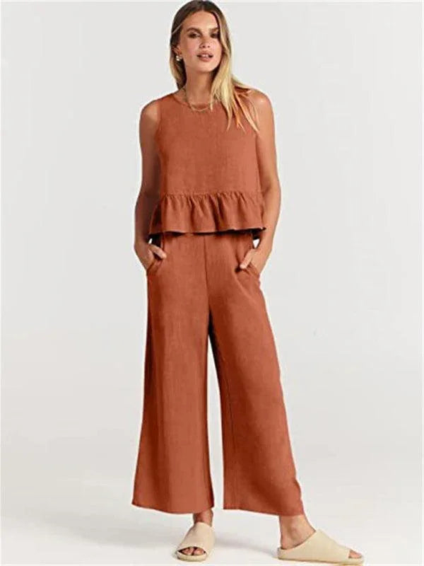Chloe Sleeveless pleated casual Two pieces sets - Vestir en Moda