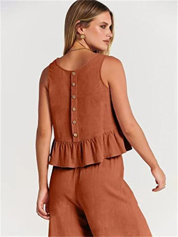 Chloe Sleeveless pleated casual Two pieces sets - Vestir en Moda