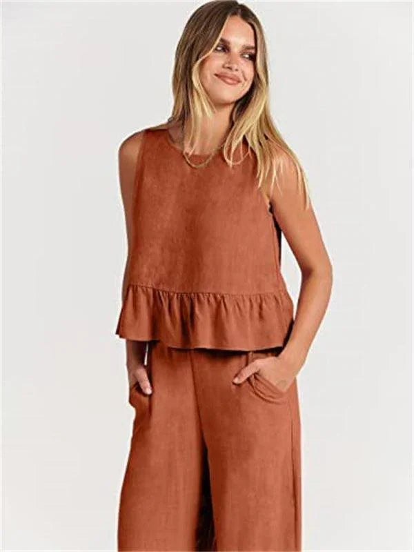 Chloe Sleeveless pleated casual Two pieces sets - Vestir en Moda