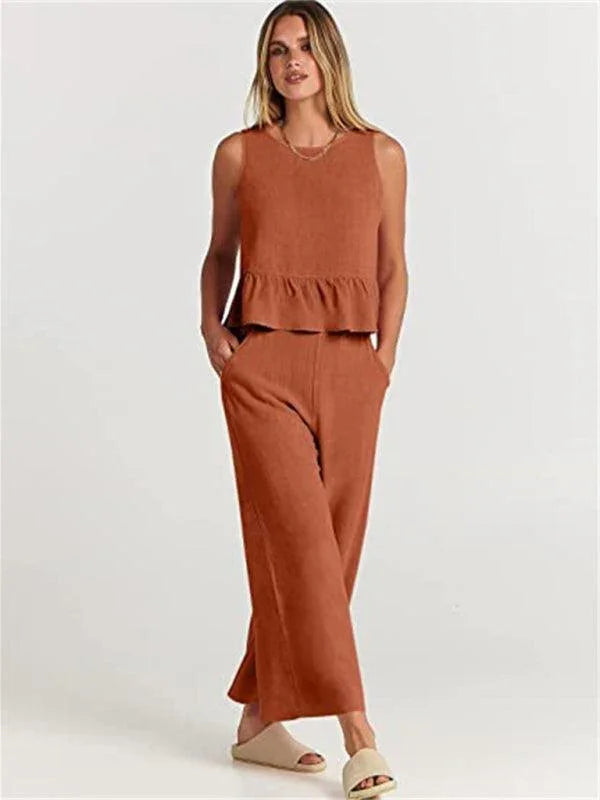 Chloe Sleeveless pleated casual Two pieces sets - Vestir en Moda