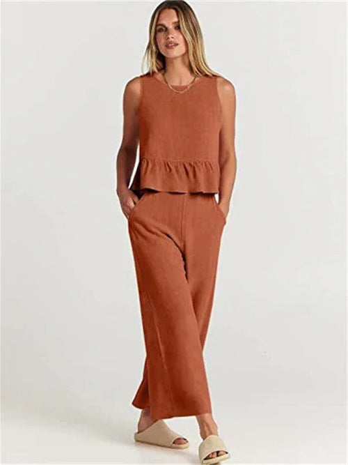 Chloe Sleeveless pleated casual Two pieces sets - Vestir en Moda