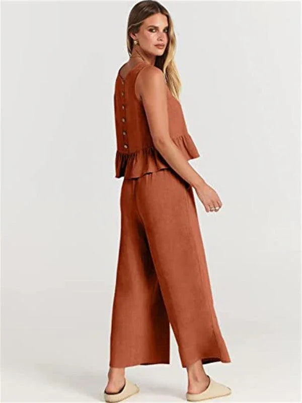 Chloe Sleeveless pleated casual Two pieces sets - Vestir en Moda