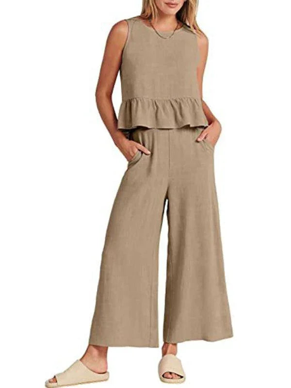 Chloe Sleeveless pleated casual Two pieces sets - Vestir en Moda
