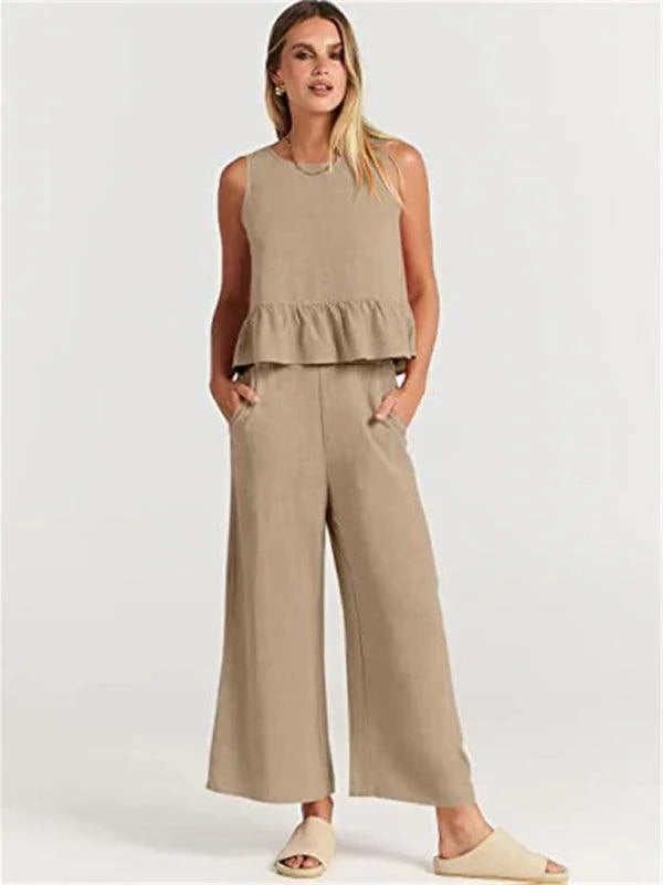 Chloe Sleeveless pleated casual Two pieces sets - Vestir en Moda