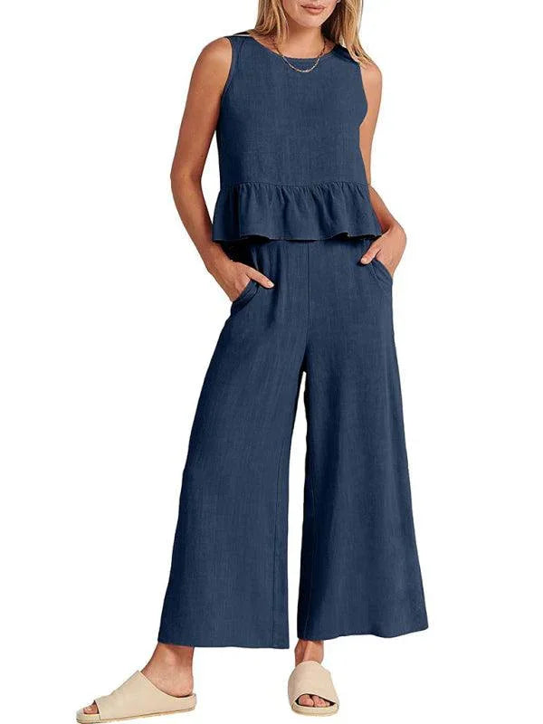 Chloe Sleeveless pleated casual Two pieces sets - Vestir en Moda