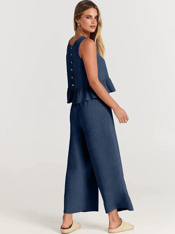 Chloe Sleeveless pleated casual Two pieces sets - Vestir en Moda