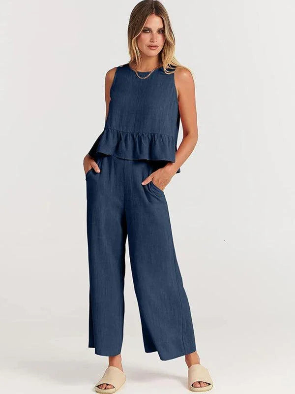 Chloe Sleeveless pleated casual Two pieces sets - Vestir en Moda