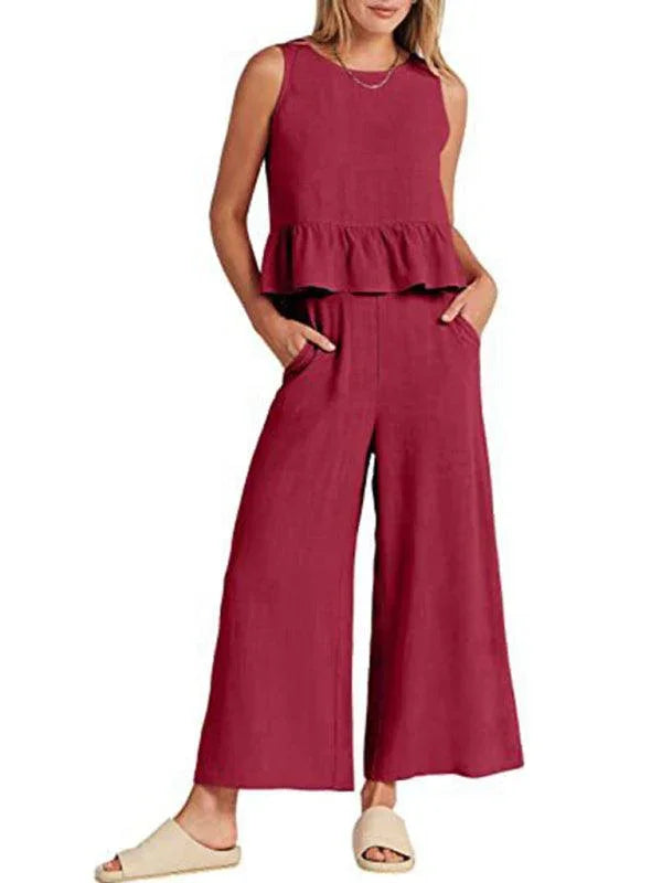 Chloe Sleeveless pleated casual Two pieces sets - Vestir en Moda