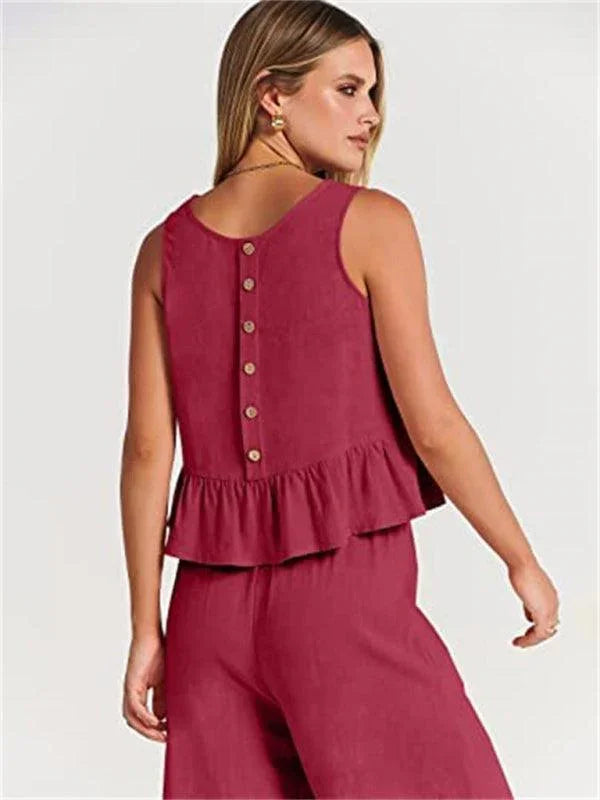 Chloe Sleeveless pleated casual Two pieces sets - Vestir en Moda