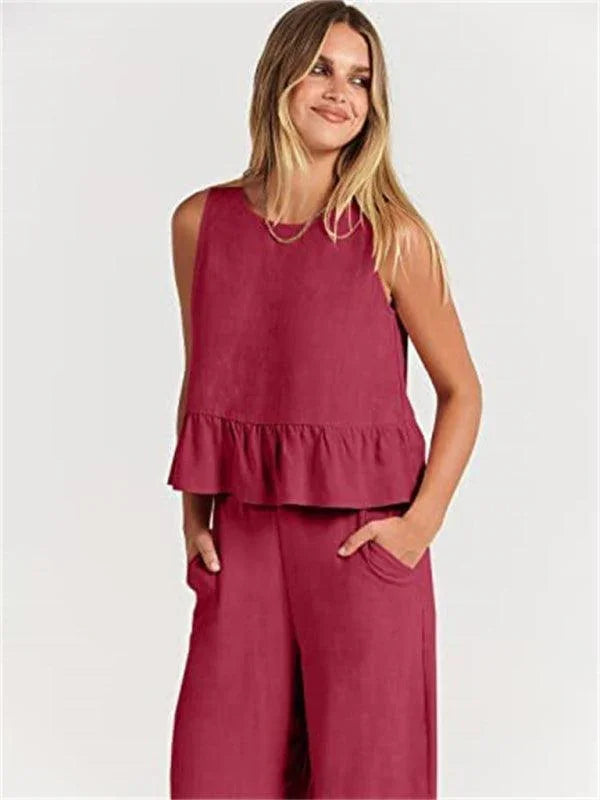 Chloe Sleeveless pleated casual Two pieces sets - Vestir en Moda