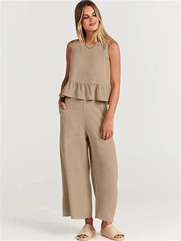 Chloe Sleeveless pleated casual Two pieces sets - Vestir en Moda