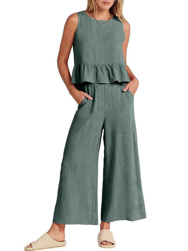 Chloe Sleeveless pleated casual Two pieces sets - Vestir en Moda