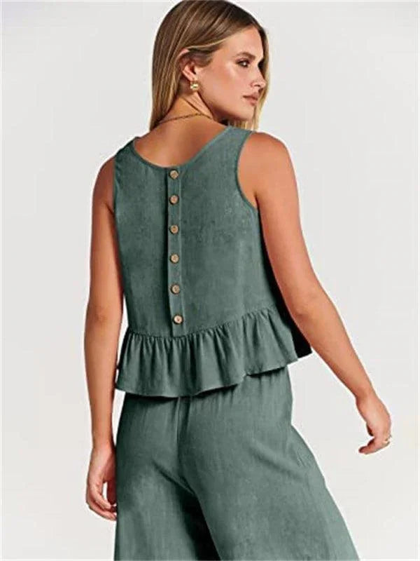 Chloe Sleeveless pleated casual Two pieces sets - Vestir en Moda