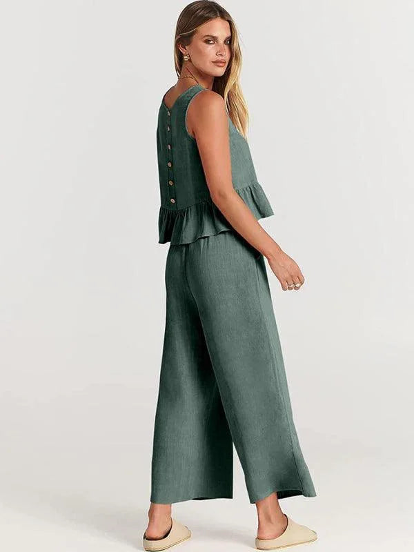 Chloe Sleeveless pleated casual Two pieces sets - Vestir en Moda