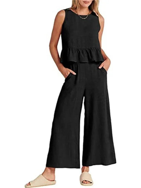 Chloe Sleeveless pleated casual Two pieces sets - Vestir en Moda