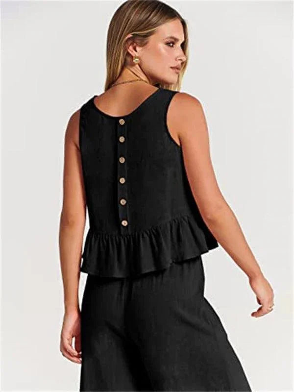 Chloe Sleeveless pleated casual Two pieces sets - Vestir en Moda