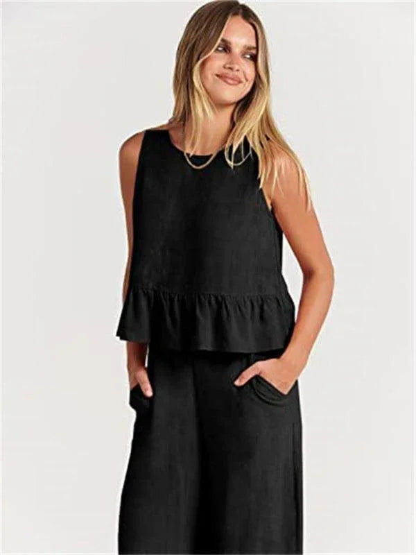 Chloe Sleeveless pleated casual Two pieces sets - Vestir en Moda