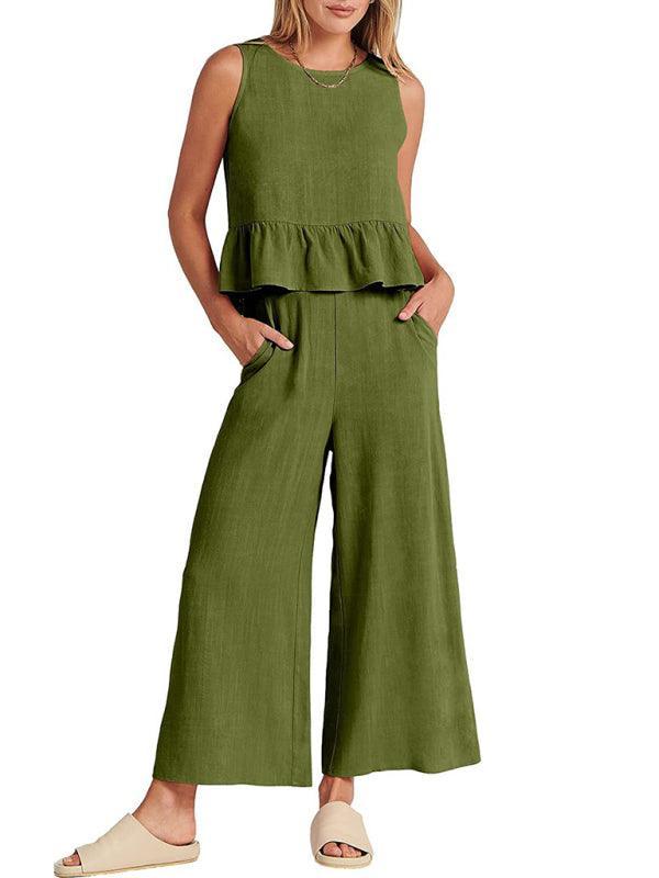 Chloe Sleeveless pleated casual Two pieces sets - Vestir en Moda