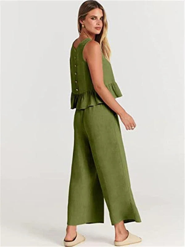 Chloe Sleeveless pleated casual Two pieces sets - Vestir en Moda