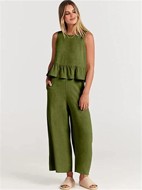 Chloe Sleeveless pleated casual Two pieces sets - Vestir en Moda
