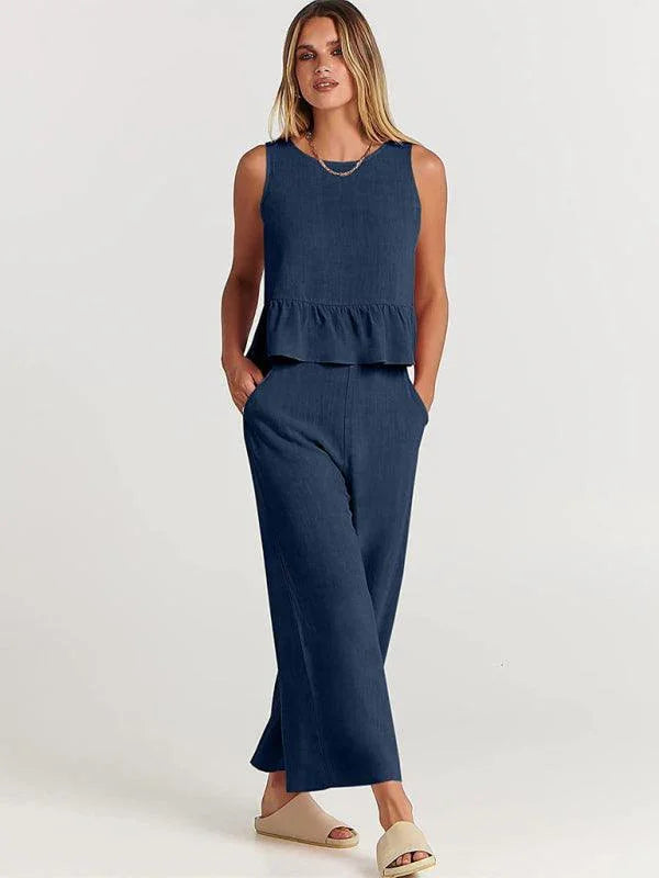 Chloe Sleeveless pleated casual Two pieces sets - Vestir en Moda