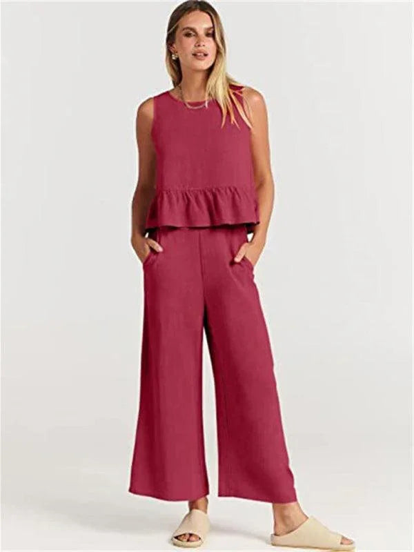 Chloe Sleeveless pleated casual Two pieces sets - Vestir en Moda