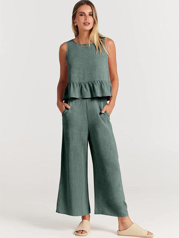 Chloe Sleeveless pleated casual Two pieces sets - Vestir en Moda