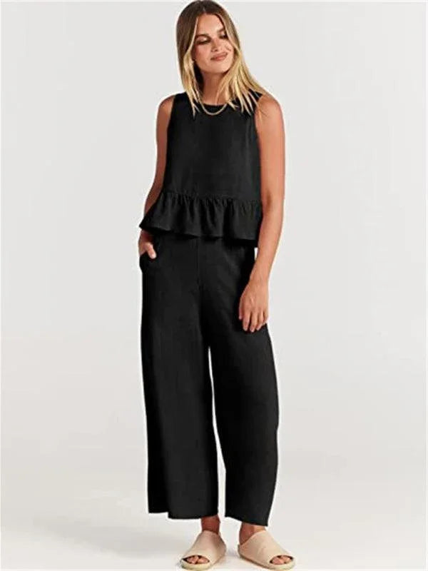 Chloe Sleeveless pleated casual Two pieces sets - Vestir en Moda