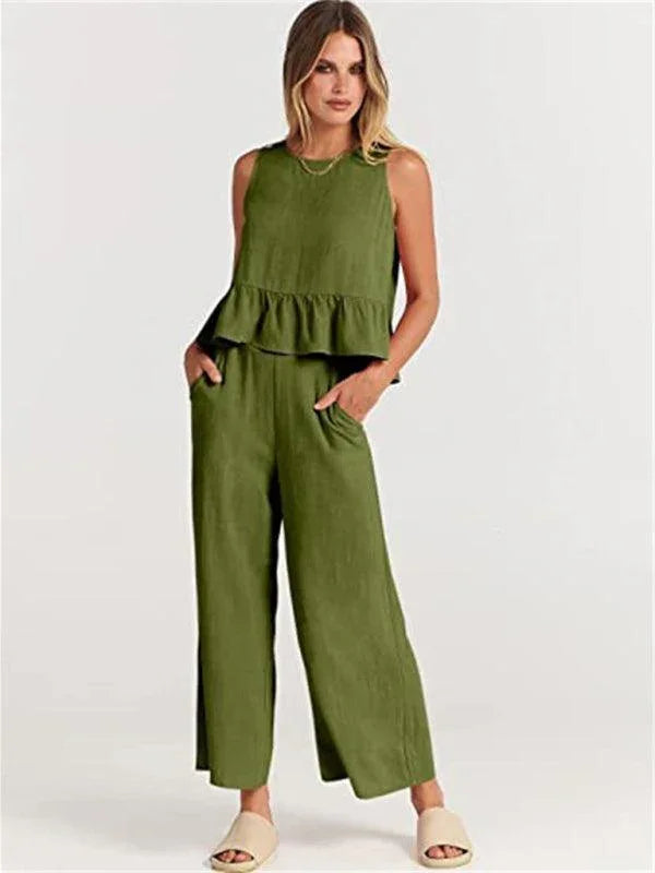 Chloe Sleeveless pleated casual Two pieces sets - Vestir en Moda